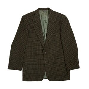 Vintage 80s Union Made Bill Blass camel hair Brown houndstooth blazer men’s 44L